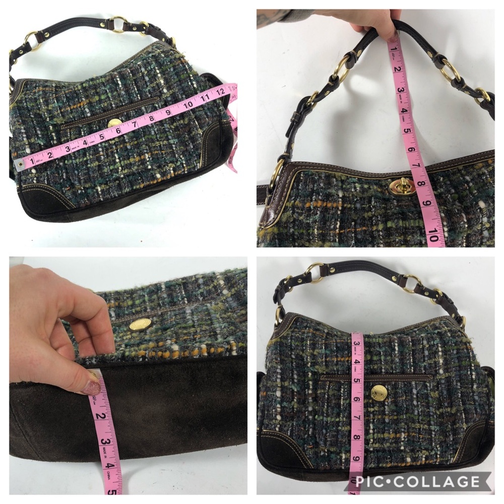 Coach Chelsea Tweed Boucle Bag Purse green brown - Picture 3 of 8